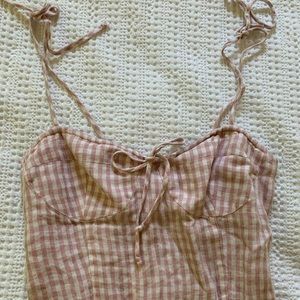 BABY PINK PLAID REFORMATION DRESS